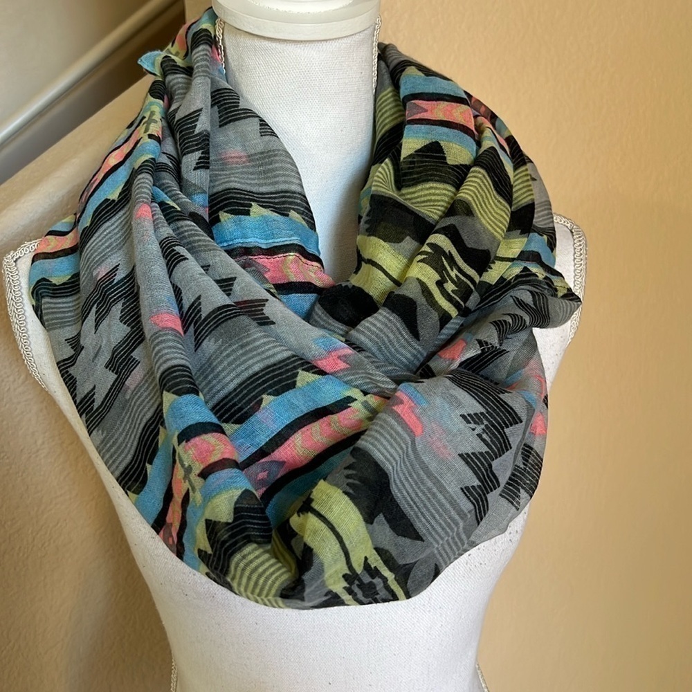 Infinity scarf southwest print in neon colors